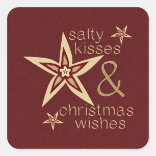 Salty Kisses Christmas wünscht Quadratischer Aufkleber