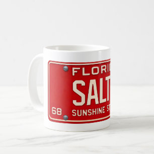 Salty Life 1969   Retro Rotes Florida Nummernschil Kaffeetasse