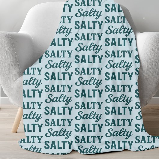 Salty Life | Coastal Teal Blue Graphic Beach Decor Fleecedecke