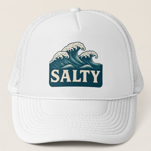Salty Life Teal Blue Surf Beach Waves Graphic  Truckerkappe (Vorderseite)