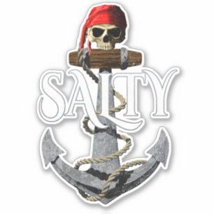 Salty Pirate Skull and Anchor Aufkleber