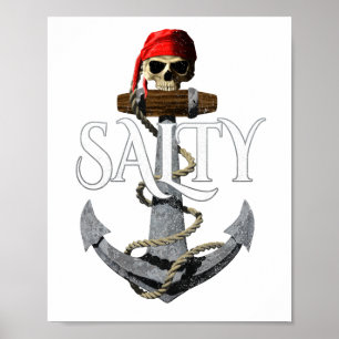 Salty Pirate Skull and Anchor Poster