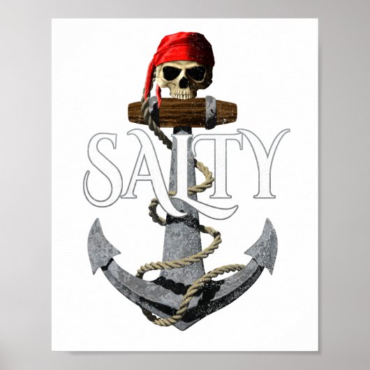 Salty Pirate Skull and Anchor Poster (Vorne)