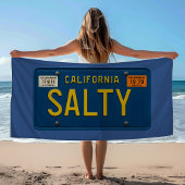 Salty -Retro 1969 California License Plate Graphic Strandtuch