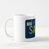 Salty Retro 1969 California Nummernschild Grafik Kaffeetasse (Links)