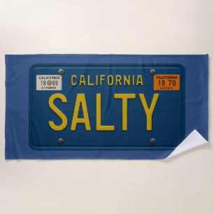 Salty Retro 1969 California Surfer Nummernschild Strandtuch