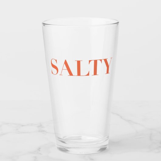 SALTY Sarcastic Typografy Design in Orange Red Glas (Vorderseite)