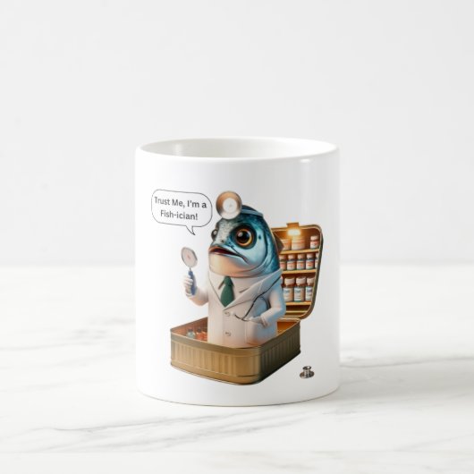  Salty Sardine Doctor Fish-ician Ocean Pun Art Kaffeetasse (Mittel)