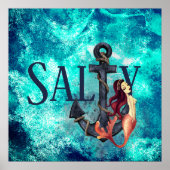 Salty - Schöne Meerjungfrau, Anchor Nautical Poster (Vorne)