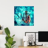 Salty - Schöne Meerjungfrau, Anchor Nautical Poster (Heimbüro)