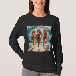 Salty Sisterhood Trio Girls Beach Walk Surfer T-Shirt