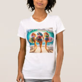 Salty Sisterhood Trio Girls Beach Walk Surfer T-Shirt (Vorderseite)