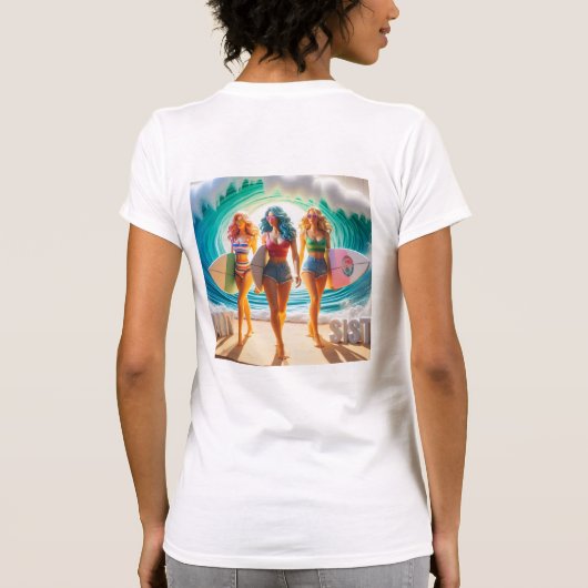 Salty Sisterhood Trio Girls Beach Walk Surfer T-Shirt (Rückseite)