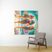 Salty Sisterhood Trio Girls Beach Walk Surfer Wandteppich (Beispiel (Horizontal))