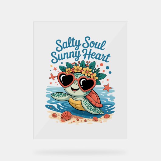Salty Soul Sunny Heart Turtle Summer Acrylschild (Vorderseite)