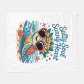 Salty Soul Sunny Heart Turtle Summer Fleecedecke (Vorderseite (Horizontal))