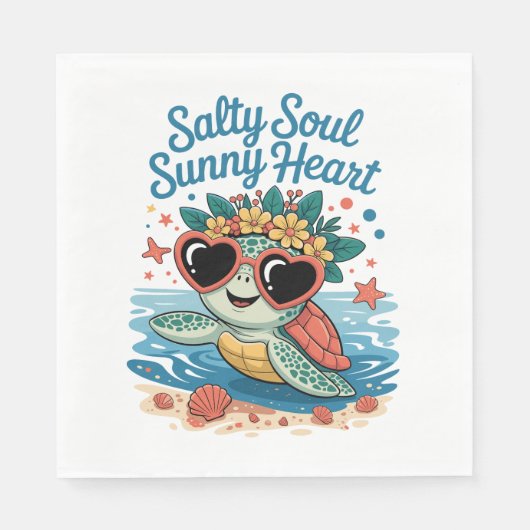 Salty Soul Sunny Heart Turtle Summer Serviette (Vorderseite)