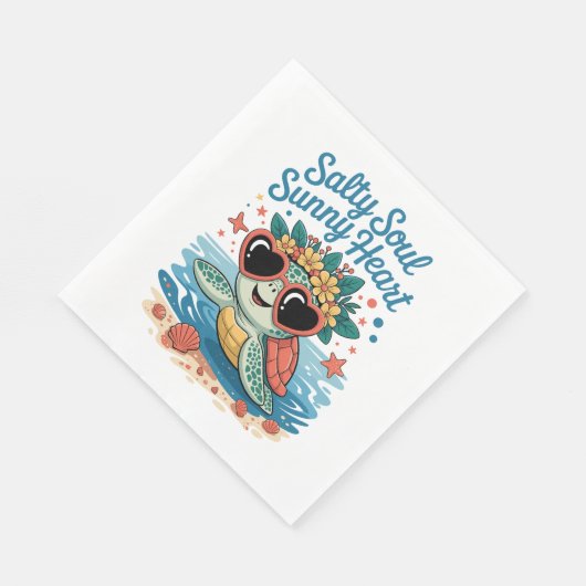 Salty Soul Sunny Heart Turtle Summer Serviette (Ecke)