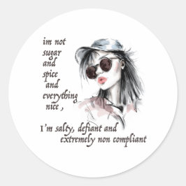 Salty und Defiant Runder Aufkleber