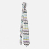 Salty Watercolor Pastel Stripes On Cloud White Krawatte (Rückseite)