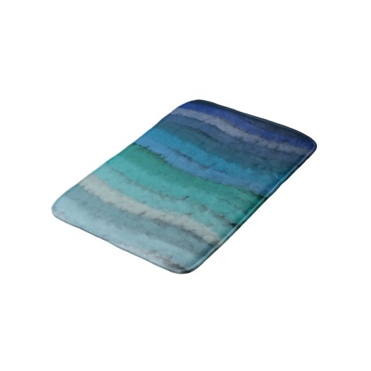 Salty Waves an der Küste auf schwarz Badematte (Schrägansicht)