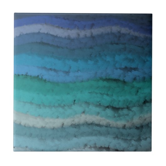 Salty Waves an der Küste auf schwarz Fliese (Vorderseite)