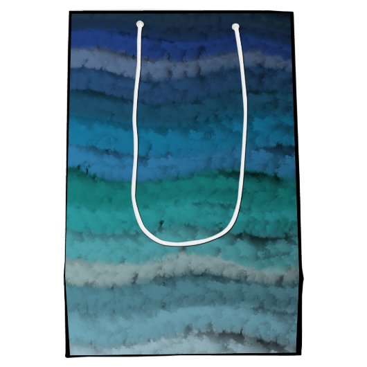 Salty Waves an der Küste auf schwarz Mittlere Geschenktüte (Rückseite)