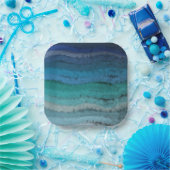 Salty Waves an der Küste auf schwarz Pappteller (Party)