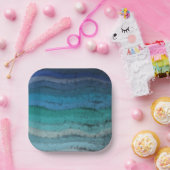 Salty Waves an der Küste auf schwarz Pappteller (Party)