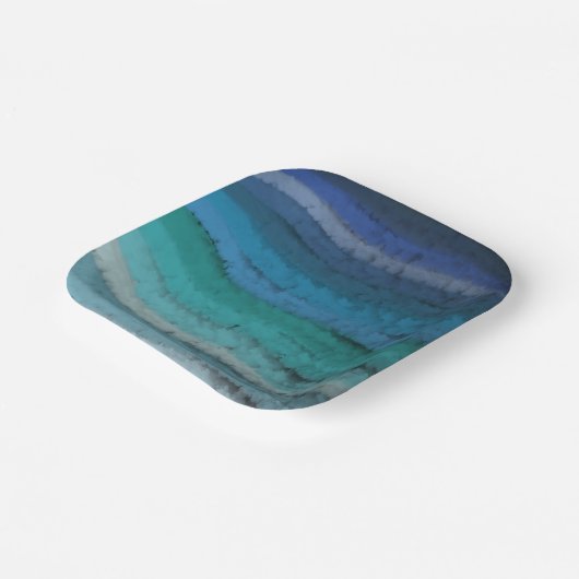 Salty Waves an der Küste auf schwarz Pappteller (Gewinkelt)