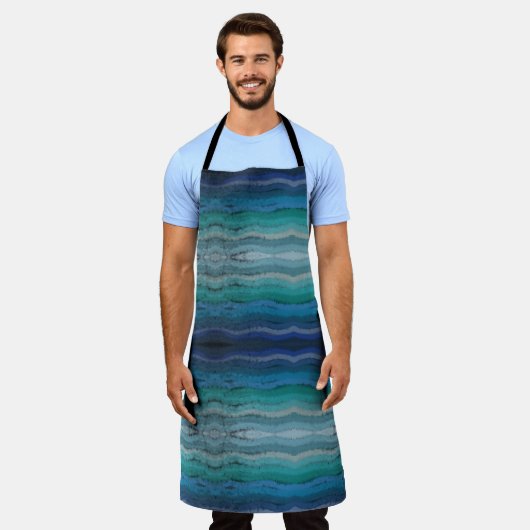 Salty Waves an der Küste auf schwarz Schürze (Getragen)