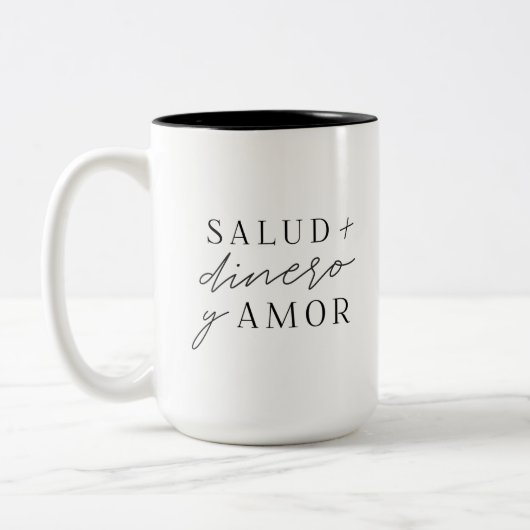 Salud Dinero y Amor Zweifarbige Tasse (Links)