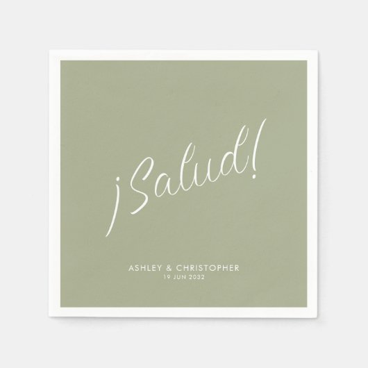 ¡Salud! Größe Grün Minimal für jeden Anlass Cockta Serviette (Vorderseite)