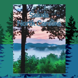 Saluda, NC Bergsicht und Sonnenuntergang Postkarte