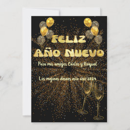 Saludo Año Nuevo en dorado elegante Feiertagskarte