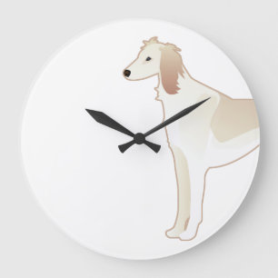 Saluki Basic Hund Rasse Illustration Silhouette Große Wanduhr