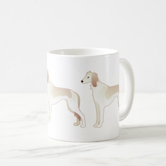 Saluki Basic Hund Rasse Illustration Silhouette Kaffeetasse (VorderseiteRechts)