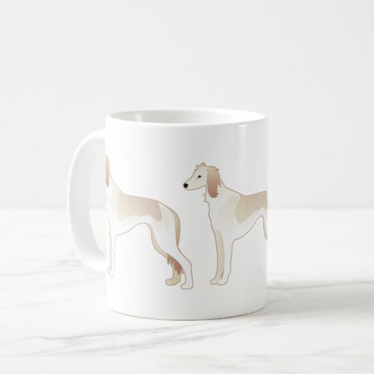 Saluki Basic Hund Rasse Illustration Silhouette Kaffeetasse (Vorderseite Links)
