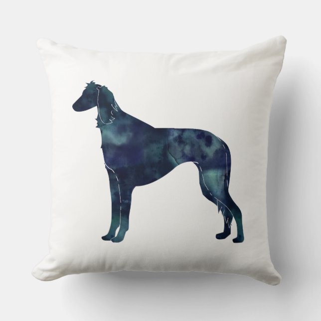 Saluki Black Watercolor Silhouette Kissen (Vorderseite)