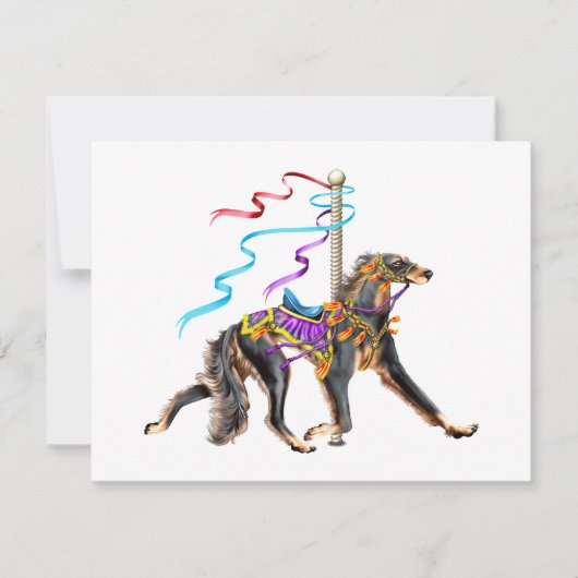 Saluki Carousel Black & Tan Einladung (Vorderseite)