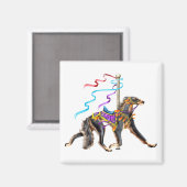 Saluki Carousel Black & Tan Magnet (Vorderseite/Rückseite)