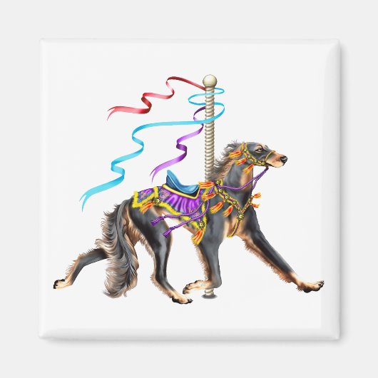 Saluki Carousel Black & Tan Magnet (Vorne)