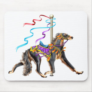 Saluki Carousel Black & Tan Mousepad