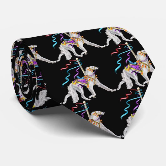 Saluki Carousel White Krawatte (Gerollt)