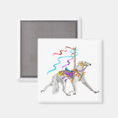 Saluki Carousel White Magnet (Vorderseite/Rückseite)