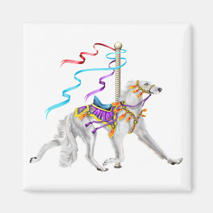 Saluki Carousel White Magnet
