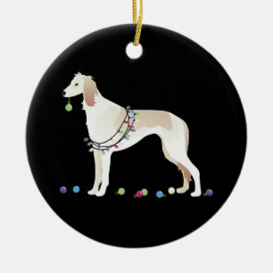 Saluki Christmas Design Keramik Ornament
