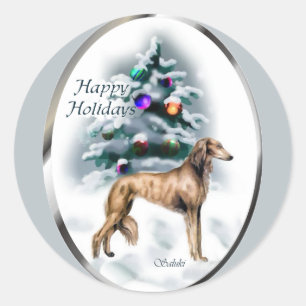 Saluki Christmas Geschenke Runder Aufkleber