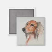 Saluki Dog Art Magnet (Vorderseite/Rückseite)