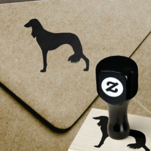 Saluki Dog Rasse Silhouette Gummistempel